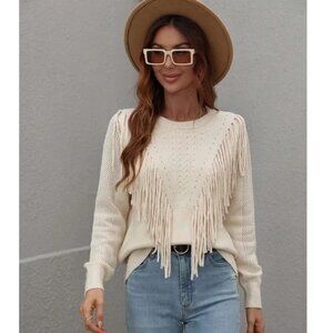 🌟 ONTWELFTH Pink Fringe Casual Cable Knit Sweater - Size Medium 🌟